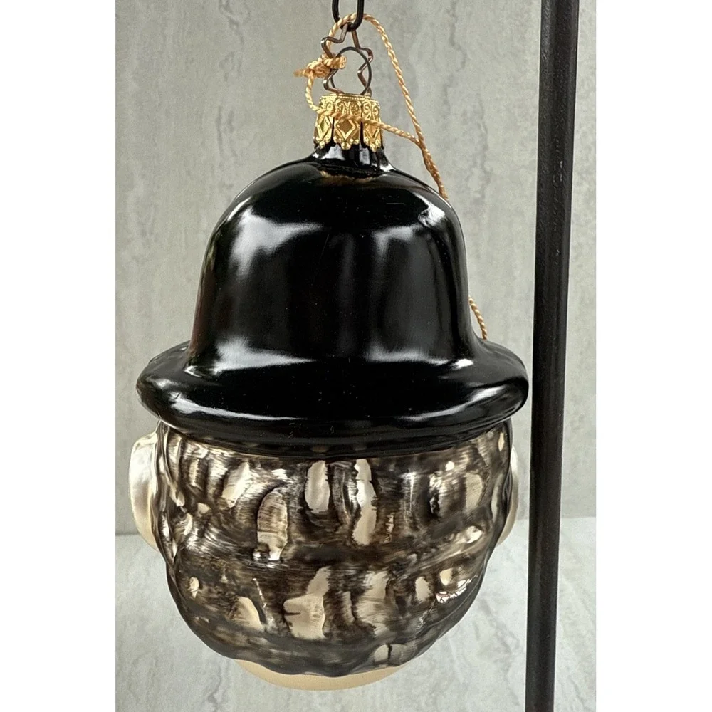Vtg‎ Old World Christmas Hand Blown Charlie Chaplin Ornament Head Germany  #1523